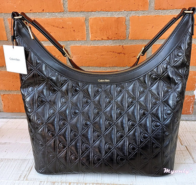   Calvin Klein -  EMBLEM DEBOSSED MEDIUM - Handtasche - black - Logo   NEU    