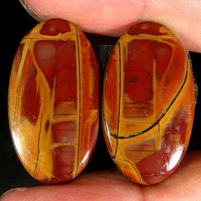 28,90 kt. Natürliches Top Design Noreena Jaspis oval abgestimmtes Paar 14 x 2...