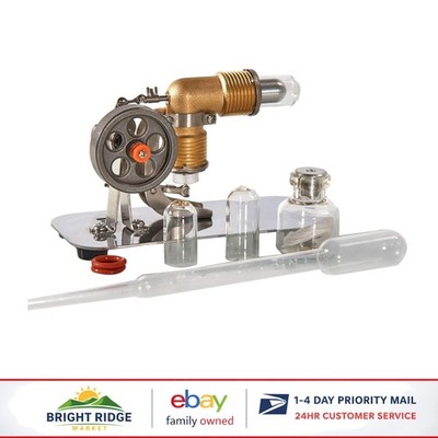 Educational Mini Stirling Engine Model, Physics Toy with Stainless Steel Base