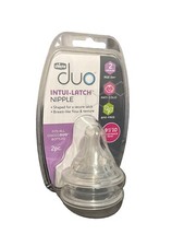 Chicco Duo 2 Medium Intui-Latch Baby Bottle Nipple Anti-Colic Valve 2pk NEW