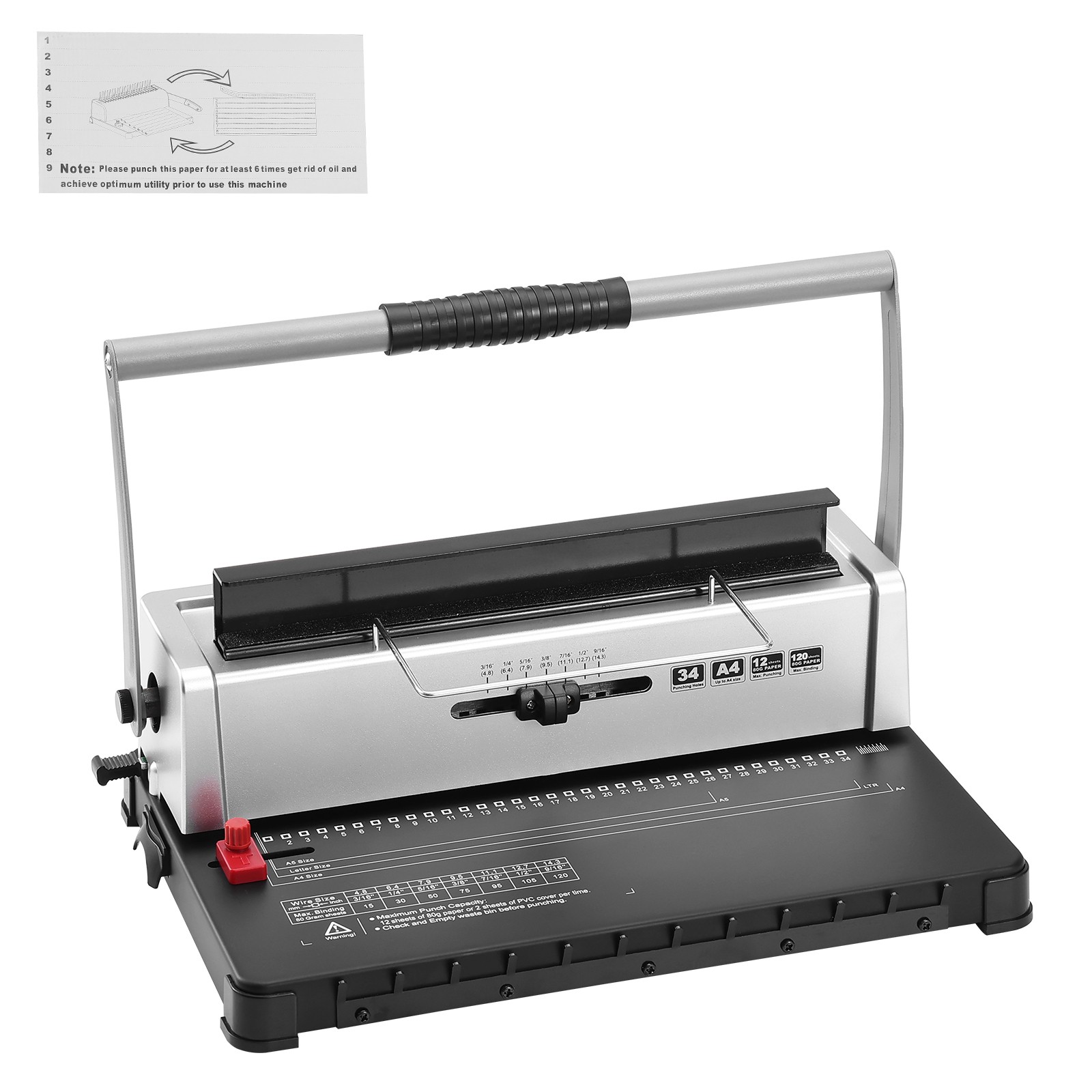 VEVOR Coil Spiral Binding Machine Manual Book Maker 34 Holes Letter Size A4 A5