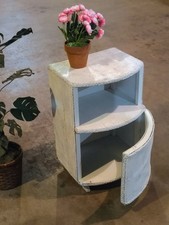 23&times;15 Bowfront VTG Wicker Cabinet Door Nightstand Mid Century Lloyd Loom Era