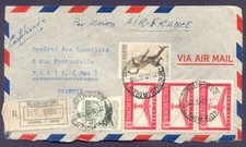 1949 Argentina To France Register By Air France Cover Multiple Franking 5 Stamps