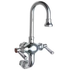 Chicago Faucet 225-Abcp Gooseneck Service Sink Faucet, Manual, 3" Mount, 2 Hole