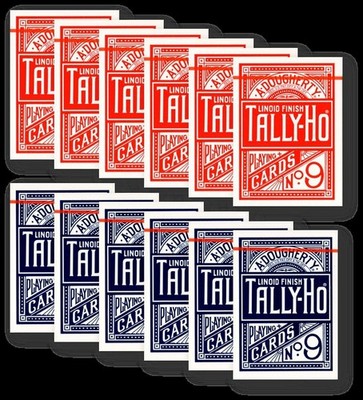 12 x Tally-Ho FAN Back Poker Karten blau/rot Spielkarten Kartenspiel