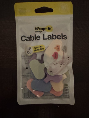 Wrap-It Cable Labels Multicolor Plastic 16 Pack Easy to Write On