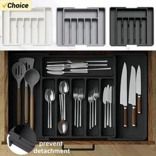 Cutlery Drawer Organiser Large Expandable Utensil Tray Kitchen Storage Spoons