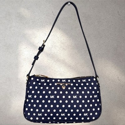 Michael Kors Jet Set Charm Nylon Mini Small Shoulder Pouchette Bag Polka Dot