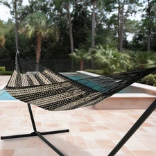 2-Person Cotton and Nylon Woven Fabric Hammock - Black and White by Sunnydaze