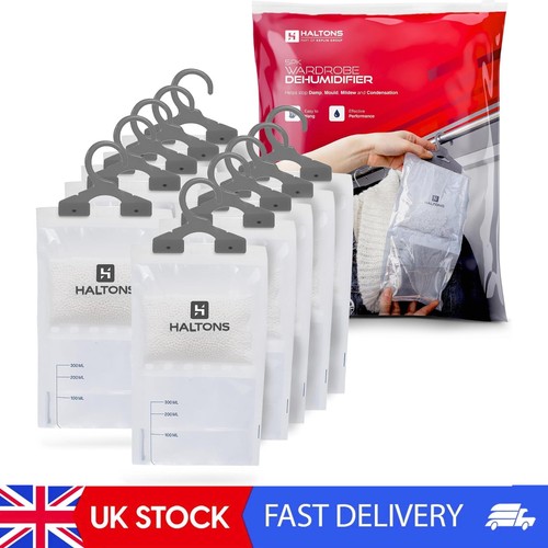 Wardrobe Dehumidifier Hanging Bags 10 Pack, 210g Moisture Absorber