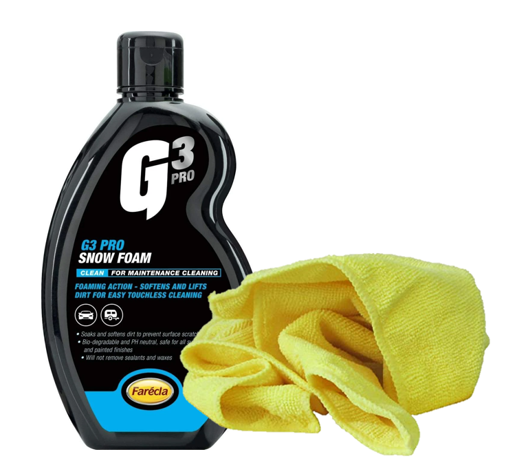 G3 Pro Snow Foam 500ml - pH Neutral Pre-Wash 500ml + Microfibre Cloth