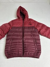 North Face 550 Boys Goose Down Puffer Jacket Red  Burgundy Reversible