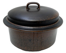 VINTAGE ARABIA FINLAND RUSKA POTTERY BROWN CROCK TUREEN LIDDED CASSEROLE POT