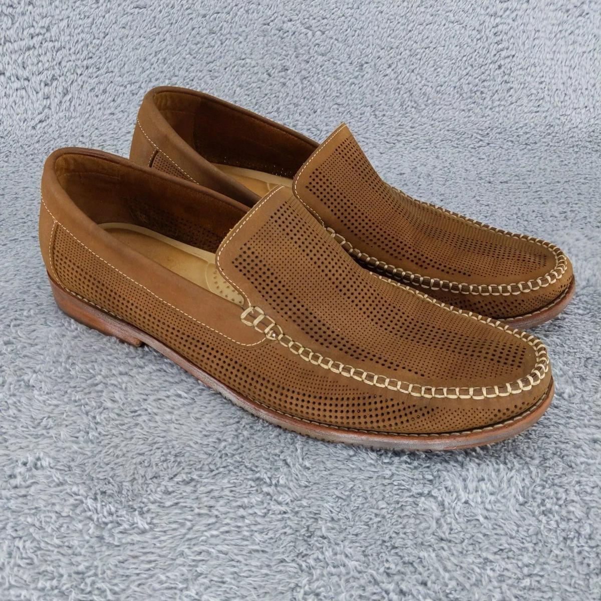 Tommy Bahama Thackary Casual Leather Loafers Mens 10 Tan Brown Leather Slip Ons Tommy Bahama Brown Casual Shoes for Men for sale | eBay main image 2
