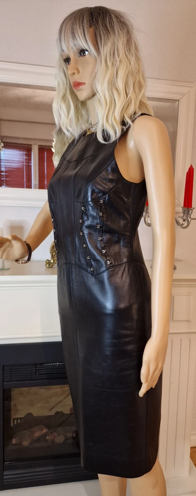 Abito Versace True Vintage Pelle Tg XS S Abito Midi Vera Pelle Buone Condizioni