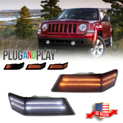 #ad For 07 17 Jeep Patriot Smoke Switchback LED Turn Signal Blinker Corner Lights 2X $54.99