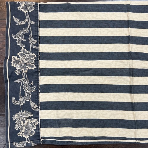 Vintage Croscill Stripe Black Tan Pillow Cover Queen Floral Trim