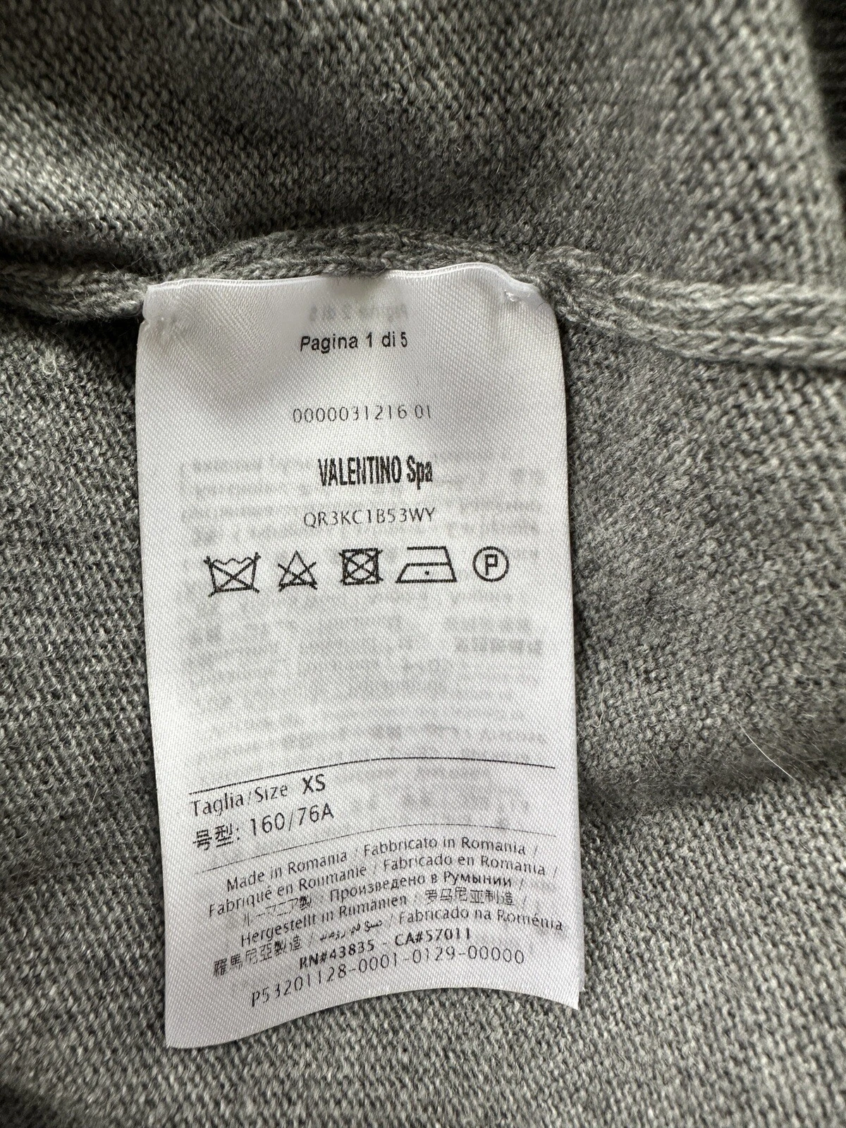 ROSSO VALENTINO Maglione Grigio Angora & Lana Dettagli Tulle Su Maniche TAGLIA: XS