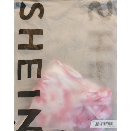 Camiseta sin mangas corta blanca SHEIN rosa teñida con corbata ombre poliéster mezcla spandex elástica - Imagen 6 de 6