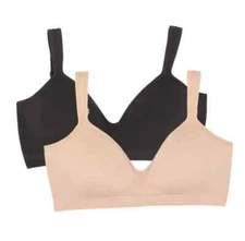 Felina Women's 2-Pack Adaptive Cup Wire Free Bra, Black/Beige, Size M