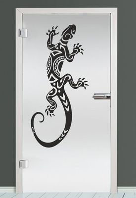 Glas Dekor Aufkleber Folie Lack Fenster Dusche Bad WC Tattoo Gecko Echse 01