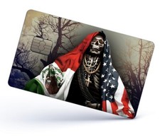 Santa Muerte Credit Card Skin Cover Vinyl Stickers 4 Pack Death Mexican Flag