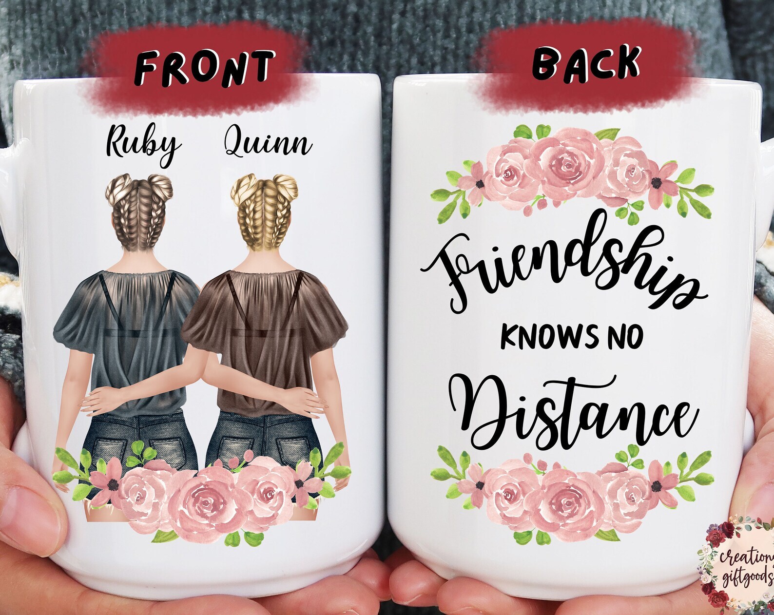 Friendship Knows No Distance Coffee Mug Custom Sister Moving Gift Long Distance
