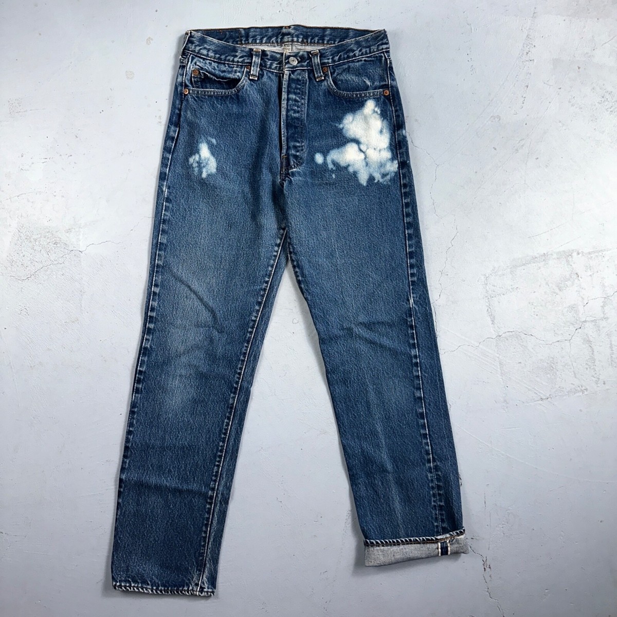 80s 〜 Levi’s 501 アメリカ製 ケミカル W33 L30 80s USA製 Levi'sリーバイス 501 ホワイト デニムパンツ w33 L32