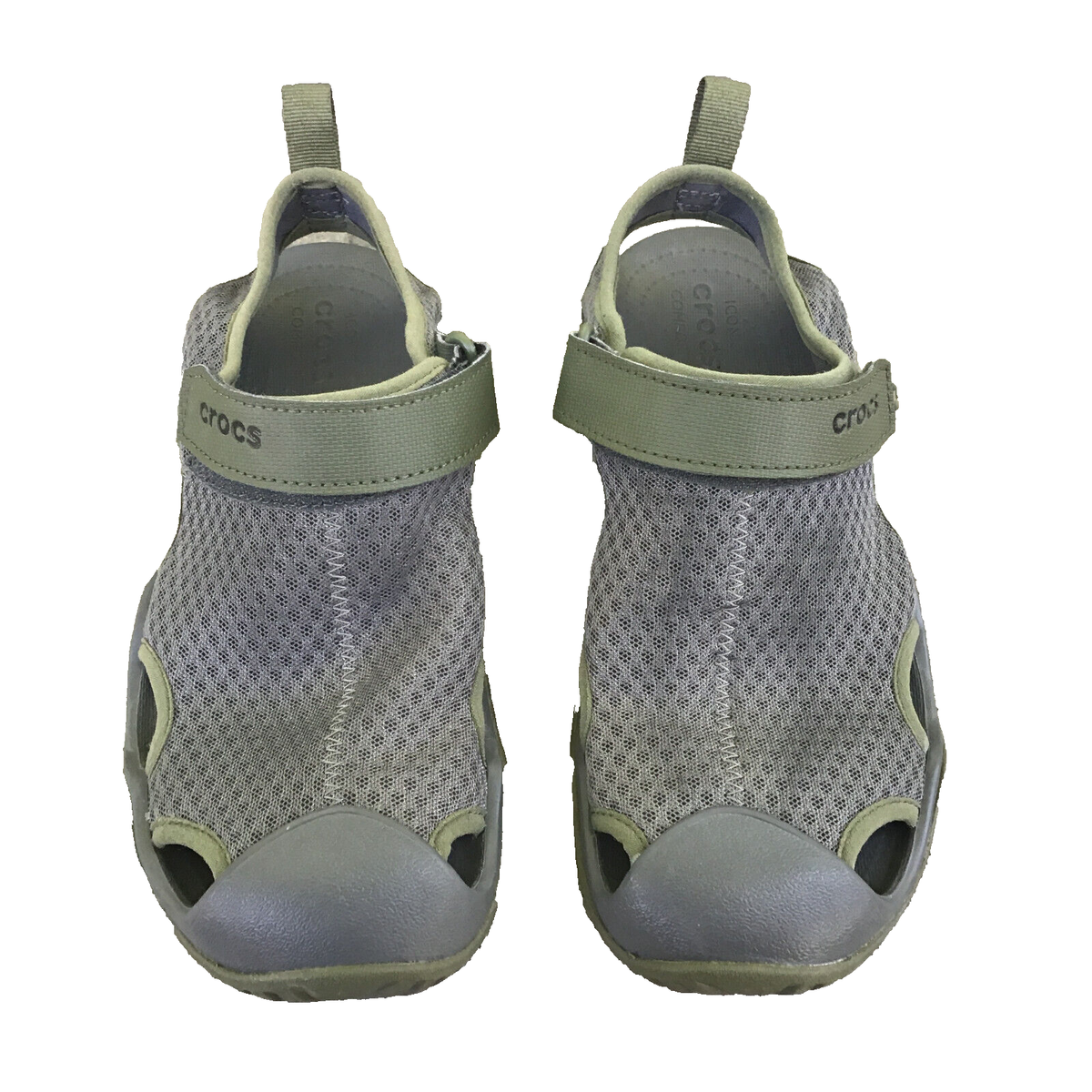 Crocs Swiftwater Wave Sandals Green Mesh Slip On Water Shoes Men's