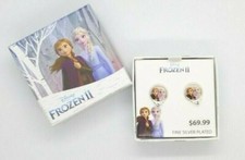 Disney Frozen 2 Sisters Elsa and Anna Fine Silver Plated Crystal Stud Earrings