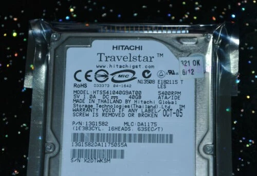 Hitachi Travelstar 40GB HTS541040G9AT00 5400RPM IDE 2.5" Laptop HDD Hard Drive - Image 2 of 3
