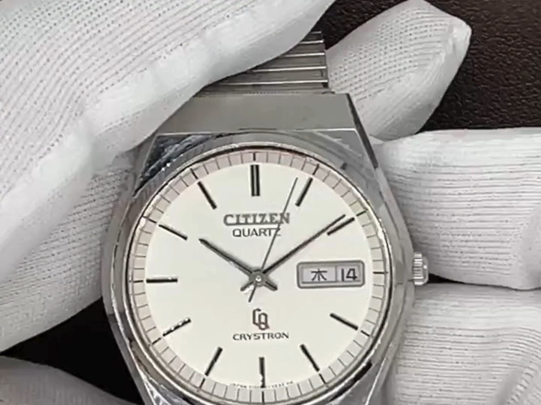 Citizen Crystron Quartz Ref.4-730691K Silver Dial Day-Date Vintage
