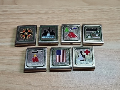 Boy Scouts BSA Cub Scout Belt Merit Badges Adventure Loop Slides Vintage lot 7