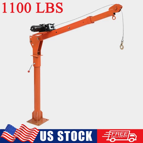 Foldable 360° Swivel Lift Crane 1000LBS Pickup Truck Bed Hoist w/ Electric Winch