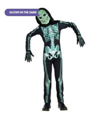 New-Skeleton Glow in Dark-Toddler  teen Jumpsuit Costume mask gloves Halloween