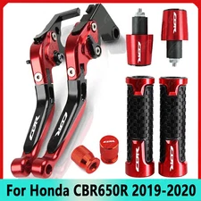 4PCS RED Handle Grips Cap Brake Clutch Levers Set For Honda CBR650R 2019-2020