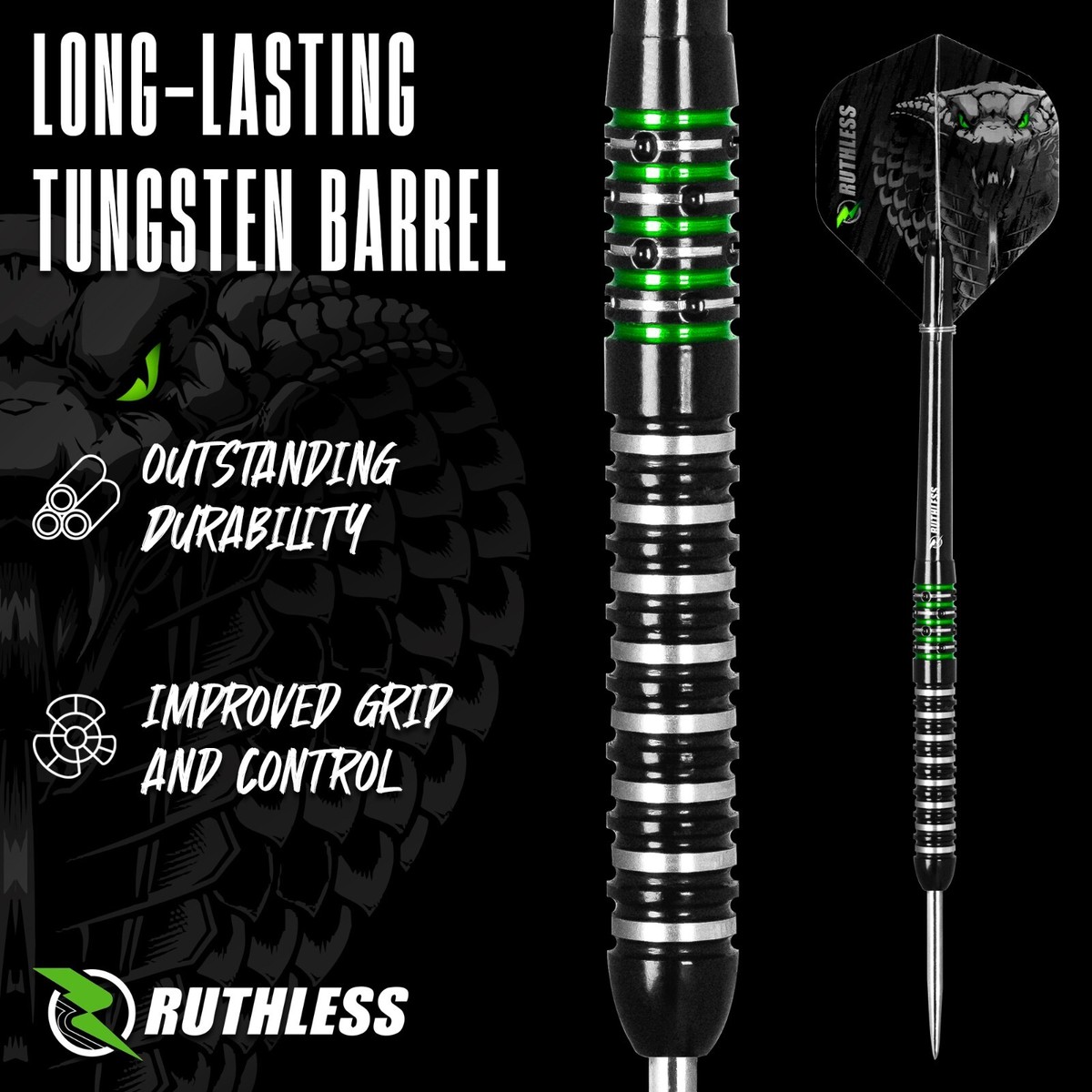 Set Freccette Professionali Ruthless Ranger - In Tungsteno, 22 G O 24 G, Con Alette E Steli, Per Dart