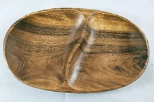 Wood 2 compartment Tray 10” x 6” Made in Philippines by Beckman Home