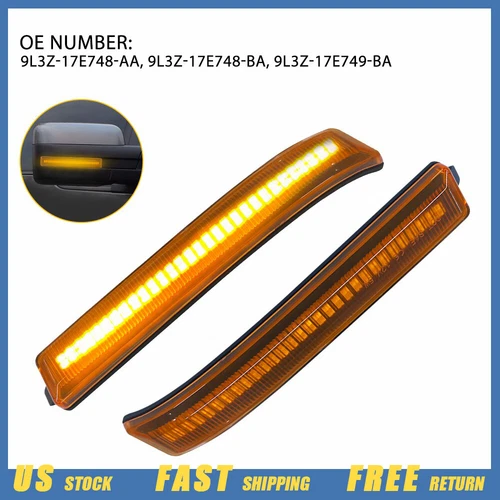 Amber Lens Yellow Side Mirror Turn Signal Marker Lamps For 2009-2014 Ford F-150
