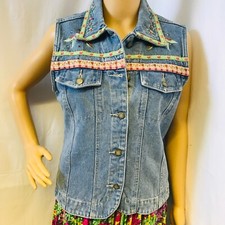 Very Pretty Y2k Bill Blass american Denim Gilet With Trim Detail Size S