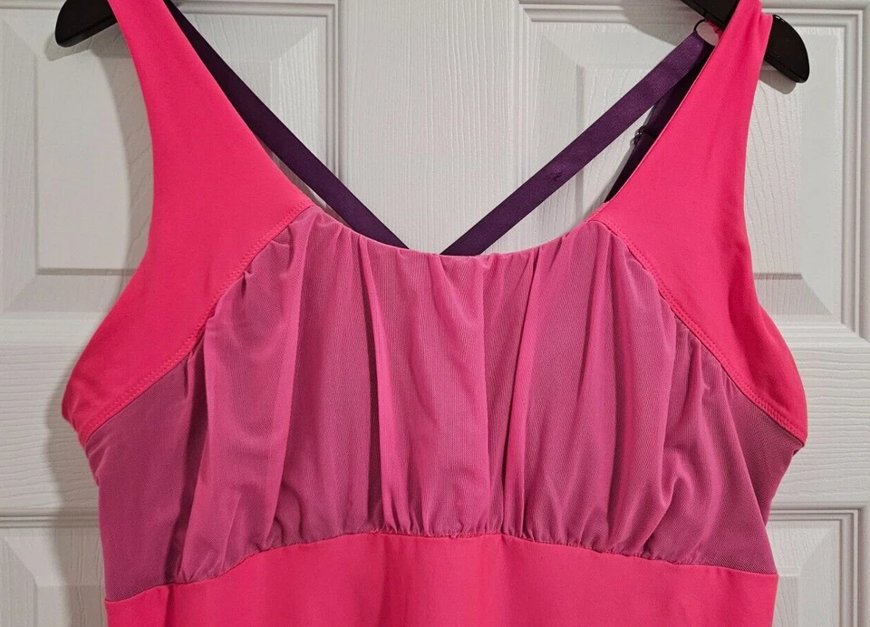 MARIKA ярко розовый встроенный в полку бюстгальтер крест-накрест Майка XL 16/18 спортзал активный винтажный - Изображение 2 из 4