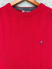 Vintage Ralph Lauren Chaps Sweaters Hand Framed Red Herringbone Mens Large Crew