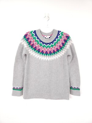 Boden Jumper Medium Grey Wool Alpaca Blend Fair Isle Knit