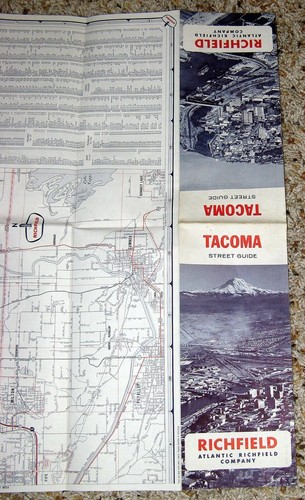 TACOMA WASHINGTON 1966 STREET MAP * ATLANTIC RICHFIELD ARCO MOUNT RAINIER COVER