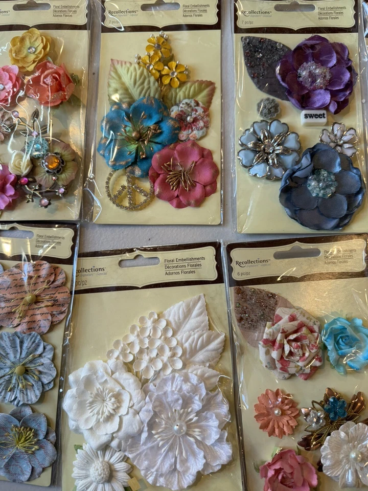 Recollections Floral Embellishments Lot/Bundle Of 10 Packs. 74 Pieces NEW - Image 3 of 4