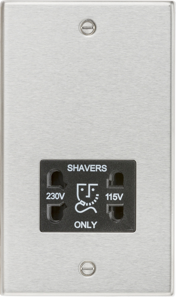 Knightsbridge 115/230V Dual Voltage Shaver Socket with Black Insert Square Edge