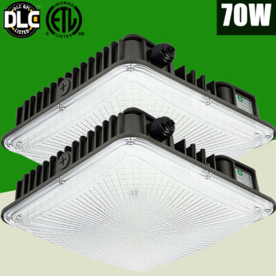 2x LED Canopy Light 70w Gas Station Garage Light 4800lm 110-277V AC Square Lamps