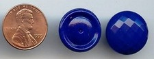 6 PIECES VINTAGE LAPIS BLUE GLASS DECO FACETED DOME 18mm. ROUND CABOCHONS S802
