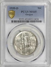 1939-D Oregon Trail Commemorative Half Dollar 50c PCGS MS65 [BN828]