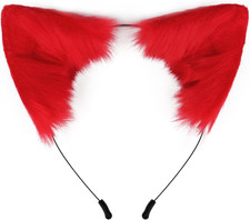 Cat Fox Faux Fur Ears Headband Cute Halloween Fancy Dress Cosplay Handmade Anima